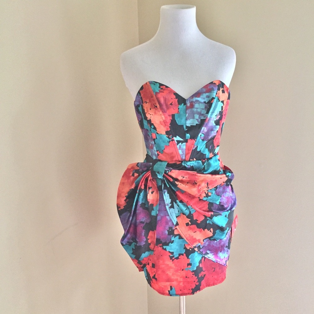 ASOS Strapless Multicolored Mini Dress NWT